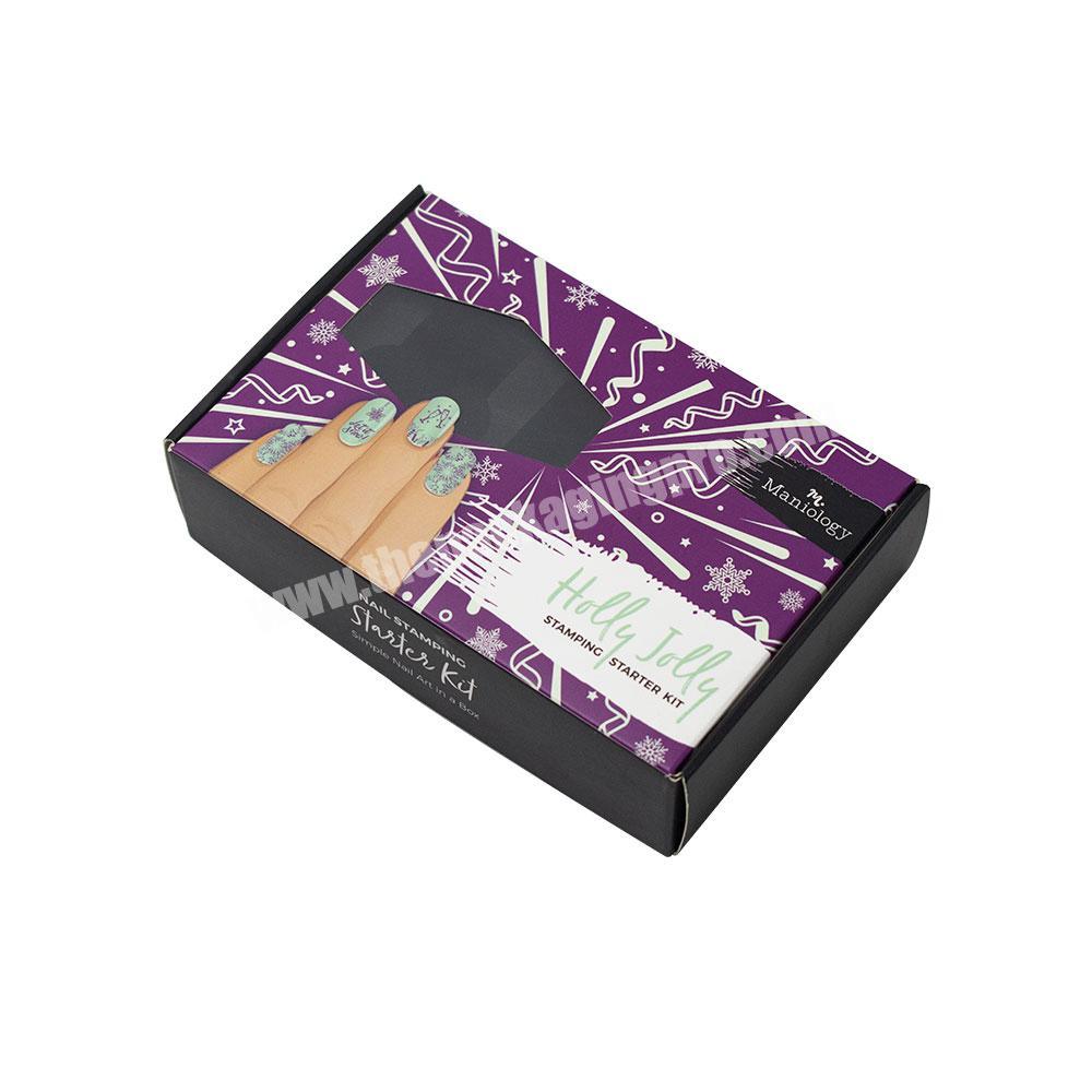 Custom reasonable price mailer box with sleeve nail polish fake nails packaging boxes