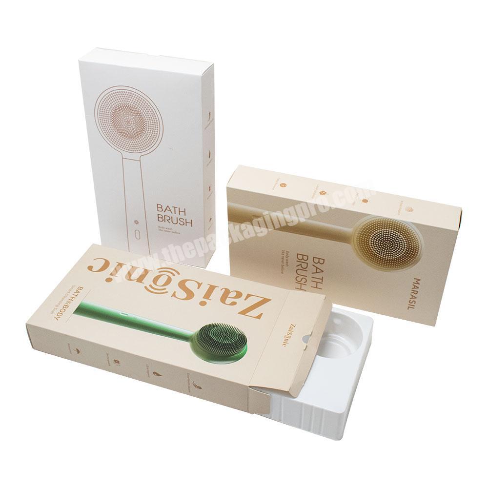 Custom recyclable bath brush card paper packaging box with plastic insert