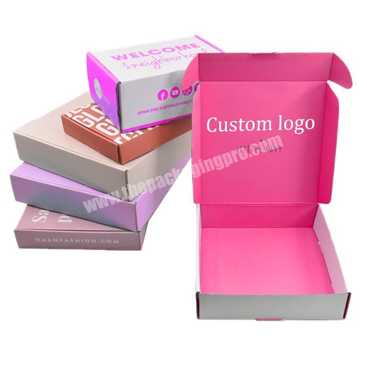 Custom shipping box Shoes clothing cosmetic mailers printing box pink paper box packaging with logo