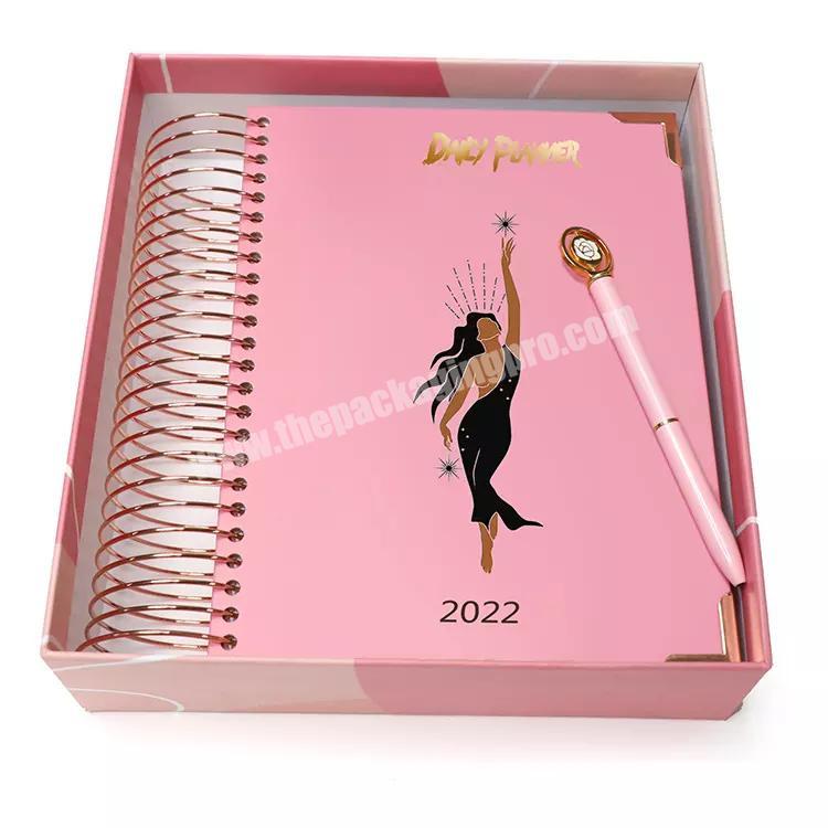 Customized White  Printed Elastic Band Hardcover Made In China Planner Notebook With Logo Printing