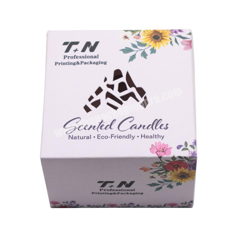 Customized logo recycled rigid paper gift packaging flip box for candle