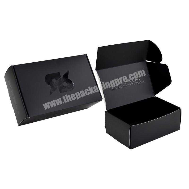 Factory Ecommerce Custom Spot UV Logo Recyclable Cardboard Shipping Corrugated Black Box Packaging