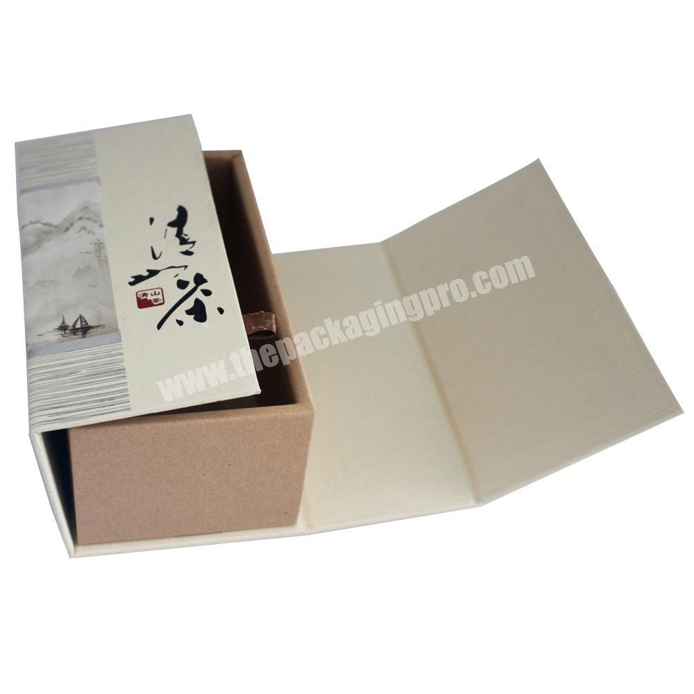 Fine and original paper for tea packaging with custom magnetic gift box with double -fold clamshell packaging