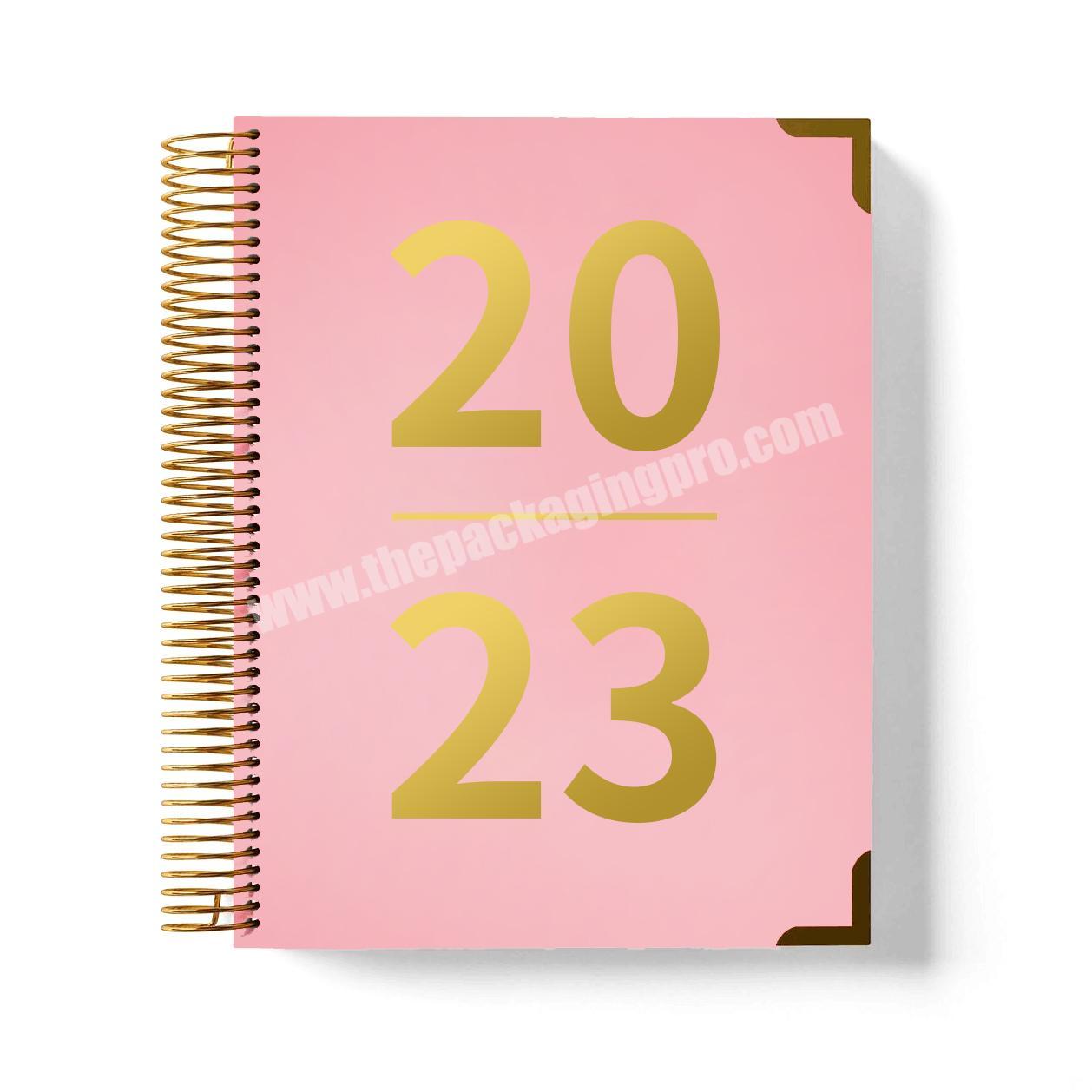 Free Sample 2022 Girls Gift Stationery Planner Suppliers Customized Gold Foil Printing Blush Pink Planner Organizer Journal
