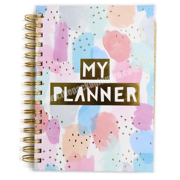 Free Sample Custom Hardcover Spiral Journals Planner Diary Notebook Agenda With Dividers Pocket Printing