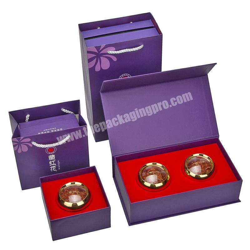 Luxury Magnet Flap Premium Gift Box Saffron Packaging Boxes With Foam Inserts and bottoles