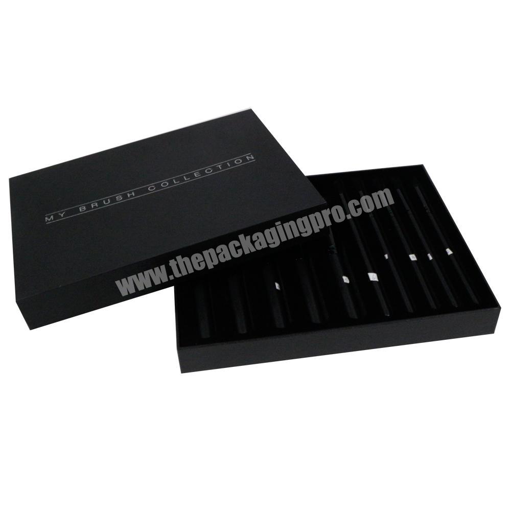 Luxury custom cardboard black paper cosmetic gift box makeup brush packaging