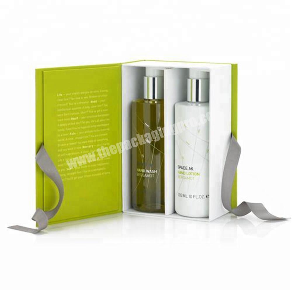 Luxury custom modern design book shape cosmetic packaging magnetic gift cardboard skin care packaging box