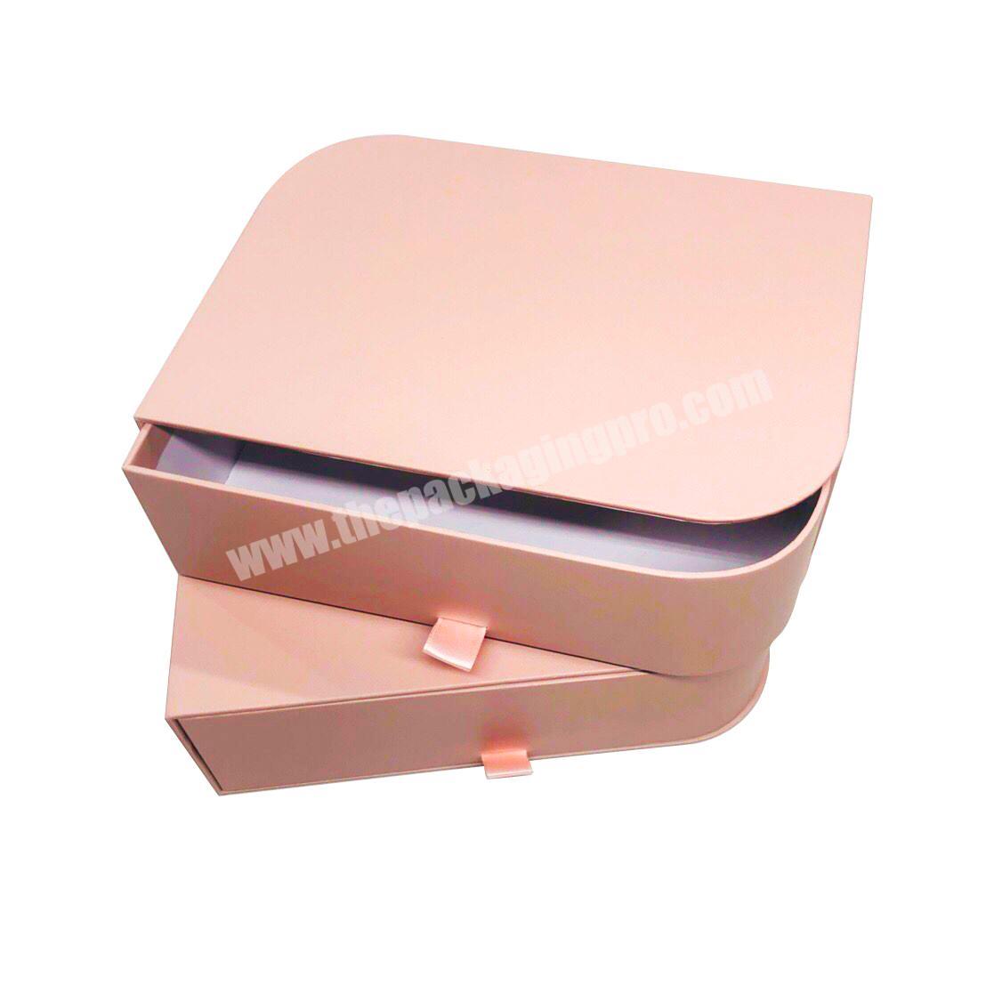 OEM luxury Perfect pink Makeup cosmetic skincare jewery Packaging Box gift box kit set drawer boxwith Foam Insert