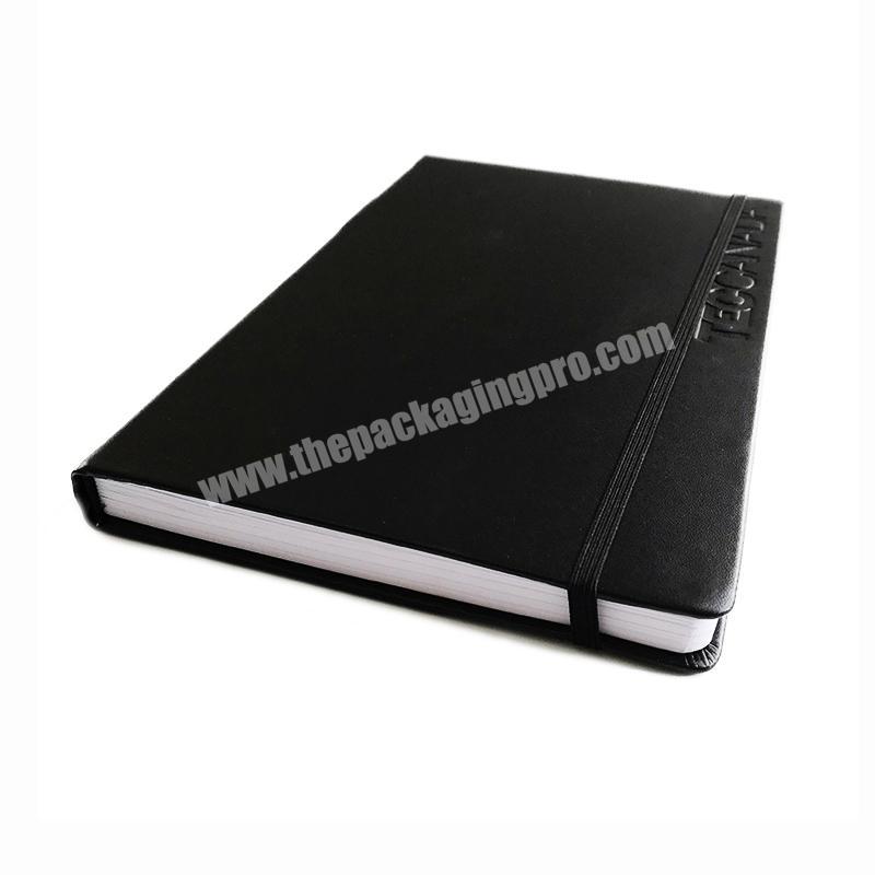 Pu Leather Cover Logo Printed Notebook With Elastic Band