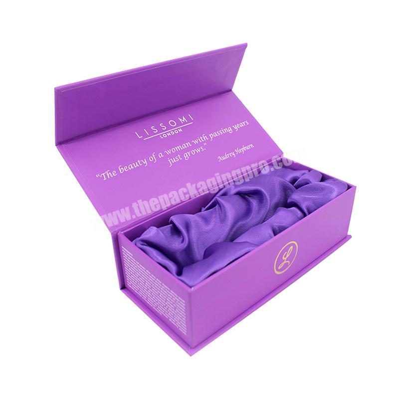 Rigid custom gold stamping logo magnetic gift box for packing cosmetics massage packaging with satin silk