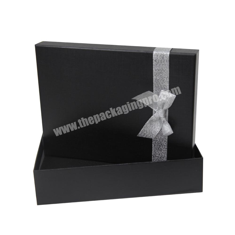 Small batch custom black with bow tie gift box cardboard clothing packaging