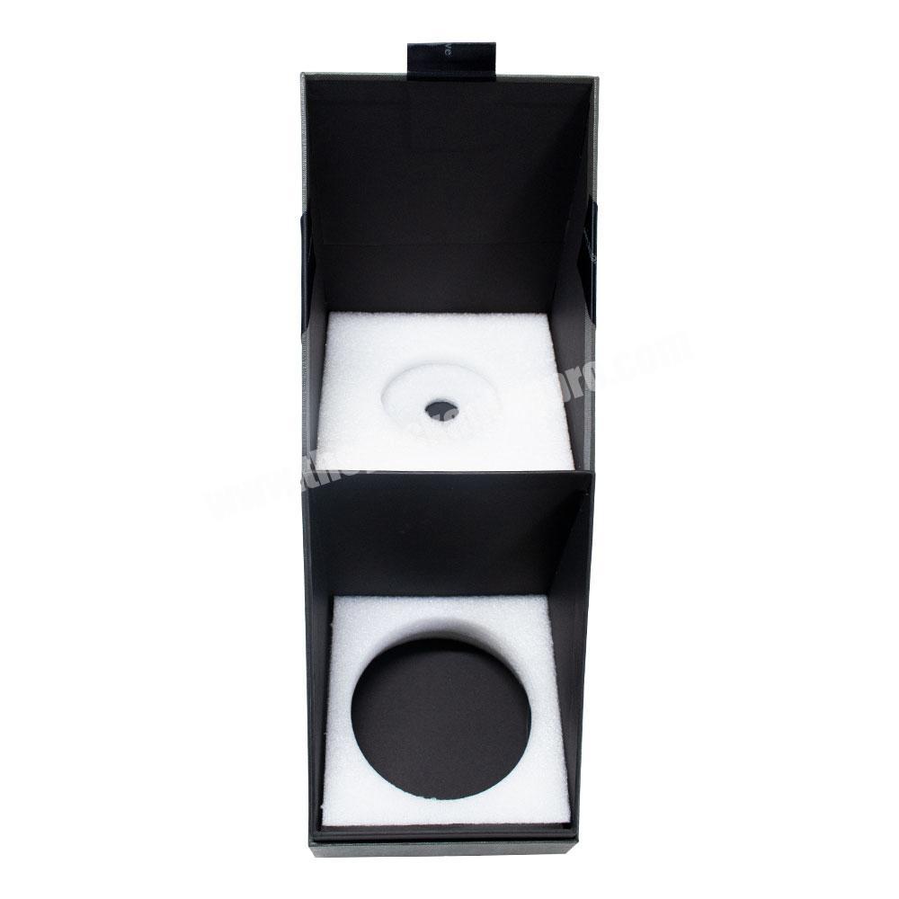 Smart empty custom black box lid off perfume bottle packaging gift box with eva luxury