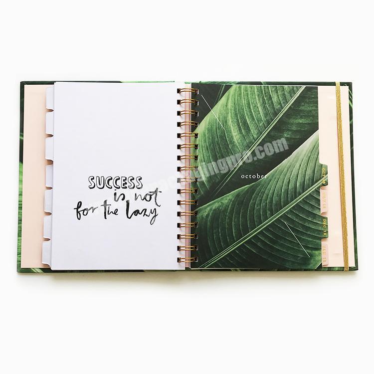 Top Class Quality Customization A4 A5 Spiral Gold Foil Notebook Journal With Planner Divider Printing