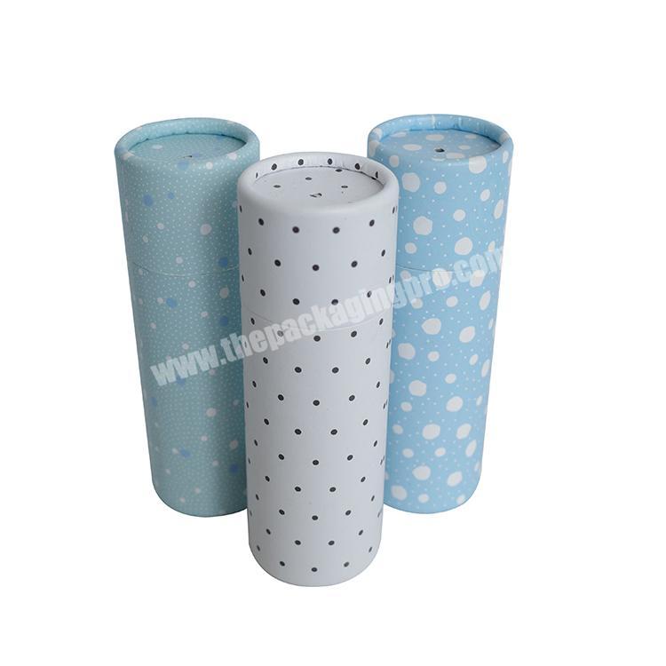 White Dot Printing Light Blue Beautiful Cylinder Packaging Luxury Round Paper Gift Box for Pencil Packaging