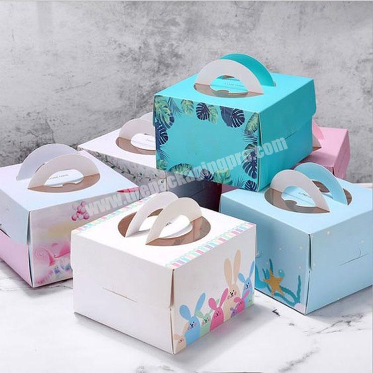 Wholesale Custom Luxury Custom Printed Mini Cupcake box with handle Cake Boxes
