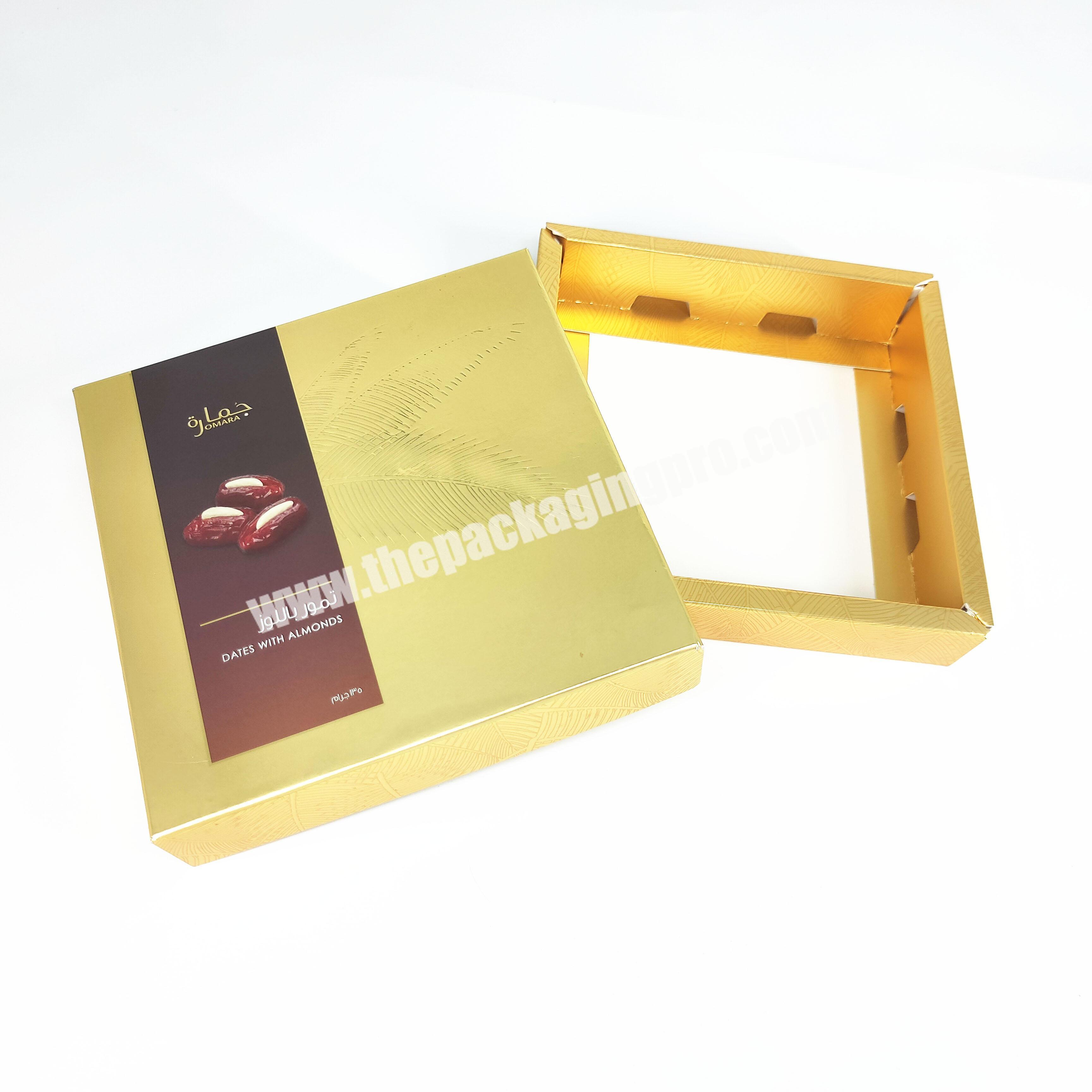 High quality golden yellow floral slip cover cake and pastry packaging gift box