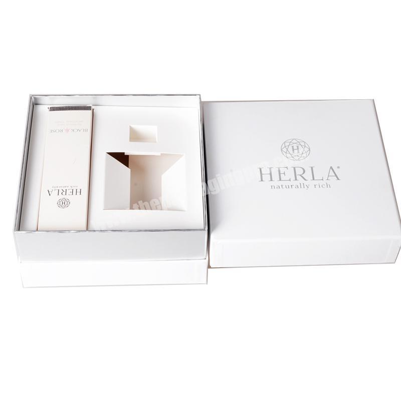 Wholesale Luxury Custom Printing Cosmetic Packaging Box Elegant White Makeup Paper Gift Box for Skincare Packaging
