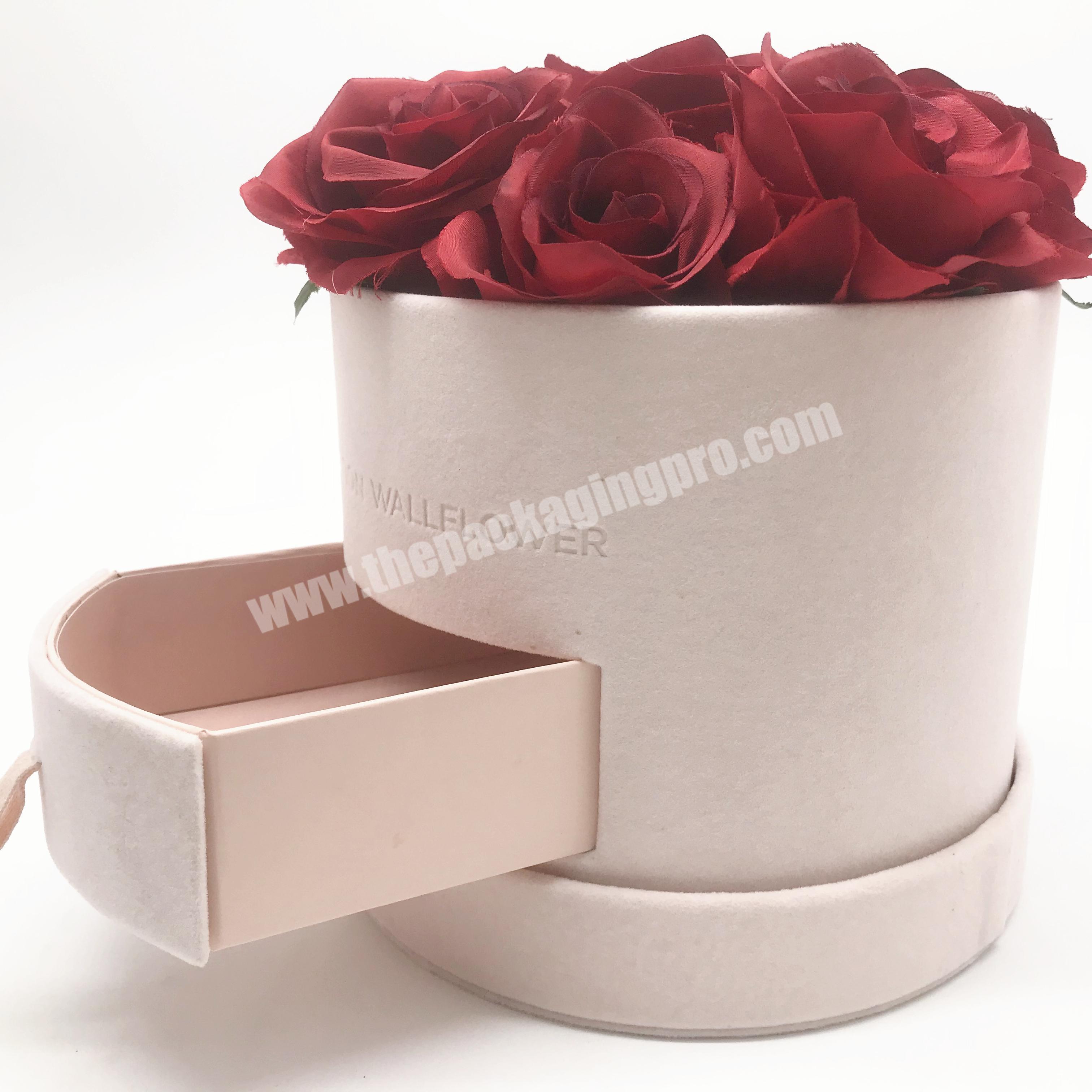 20% OFF Promotion! Take Part Gift Chocolate Flower Box with Drawer for Preserved Rose Packaging in Group Buying!! Round Velvet