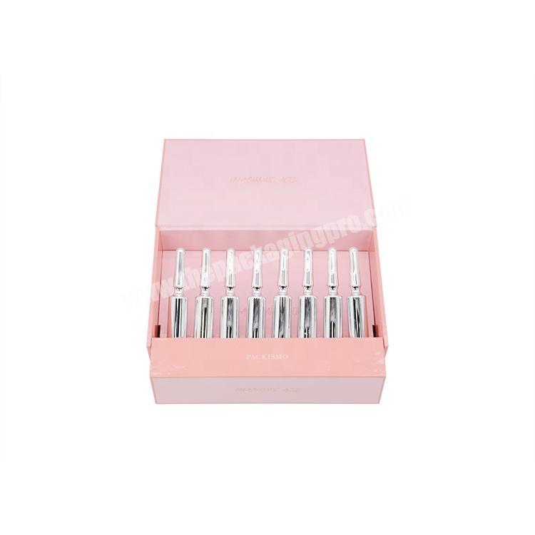 latest design can lift the essence skin care product packaging gift box Pink cosmetic gift box