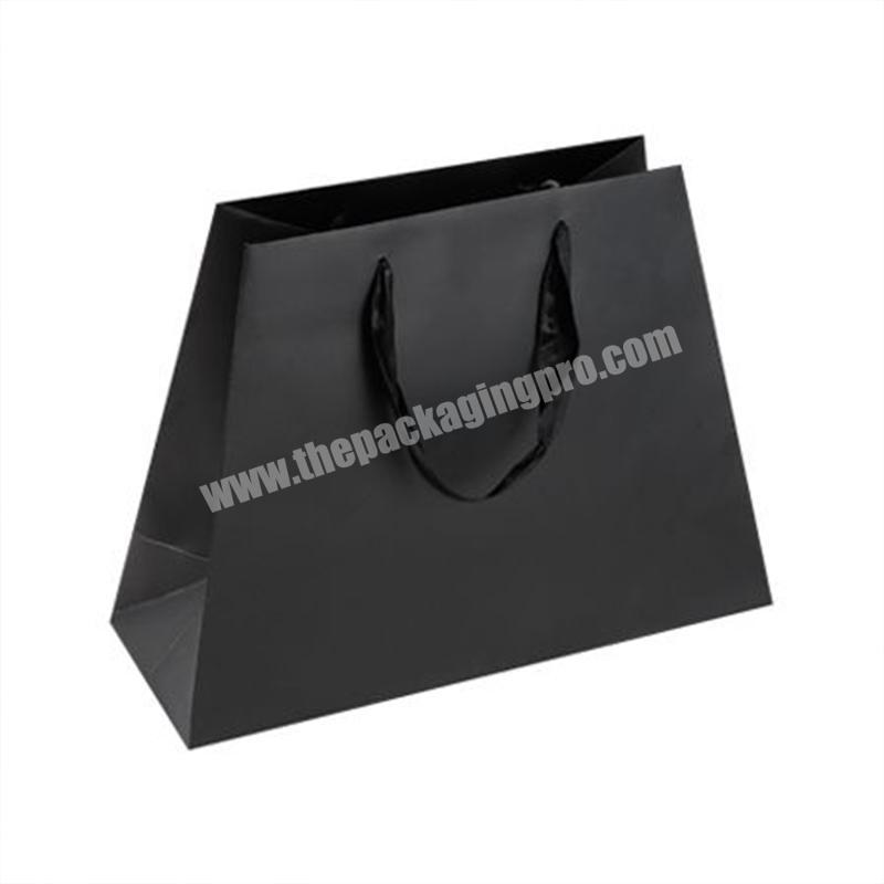 Black Paper Gift Bag with Black Foil Logo for Cloth Jewelry