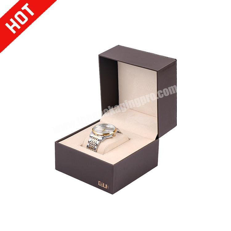 Black luxury custom logo leather single timepieces jewelry storage paperboard man watch boxes & cases