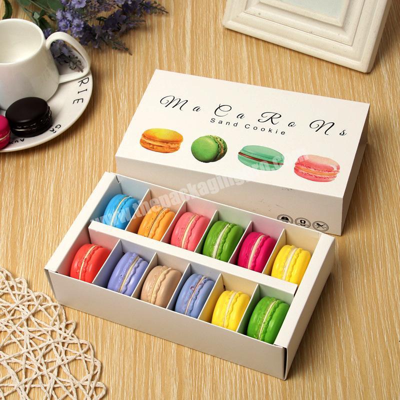 Cheap Rectangle Foldable Drawer Divider Inserts 12 Macarons For Cake Packaging Cute Paper Boxes White Card Macaron Box