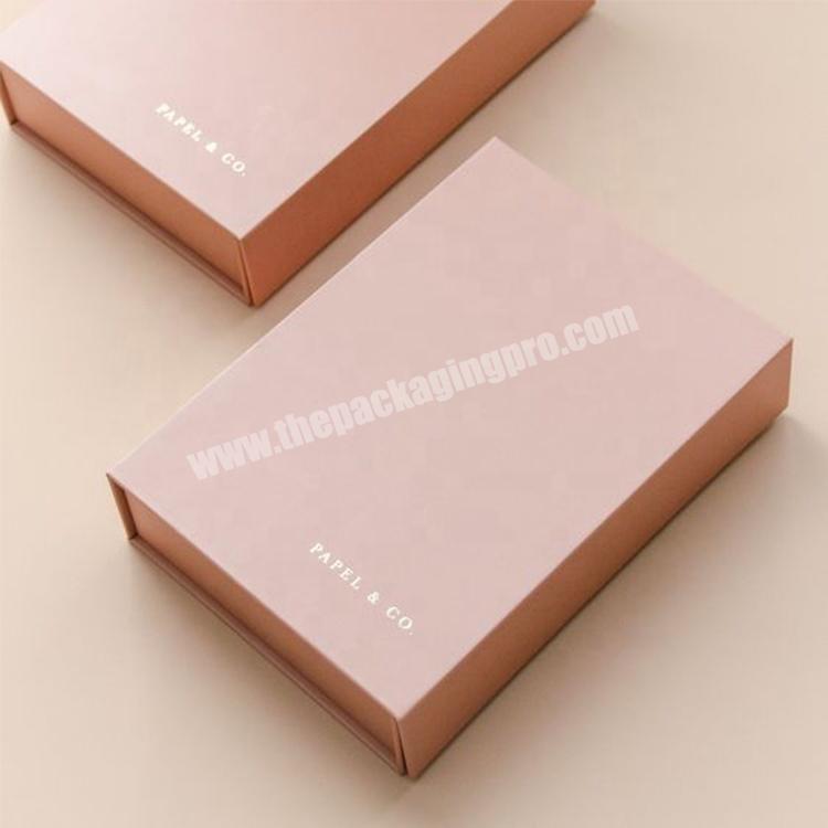 Cheap eco fancy custom logo printed cardboard luxury book shape pink rigid flip top box magnetic closure box foldable gift box