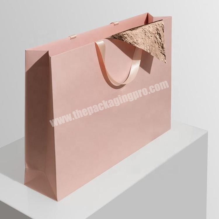 Cheap eco friendly glossy laminated custom logo print cardboard jewelry pink paper bag paper bag print shopping paper bag