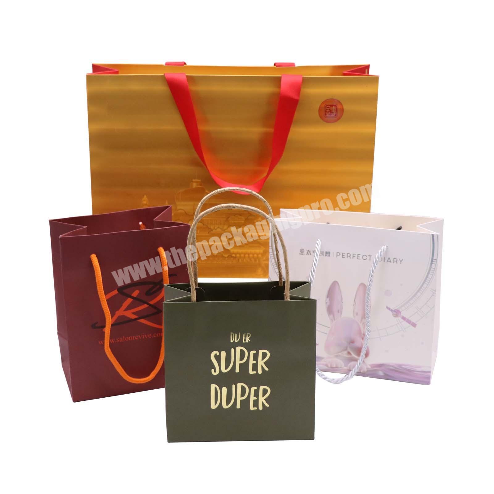 Cheap paper party bags with twist handle wedding paper gift bags for guest custom printed small kraft paper bags