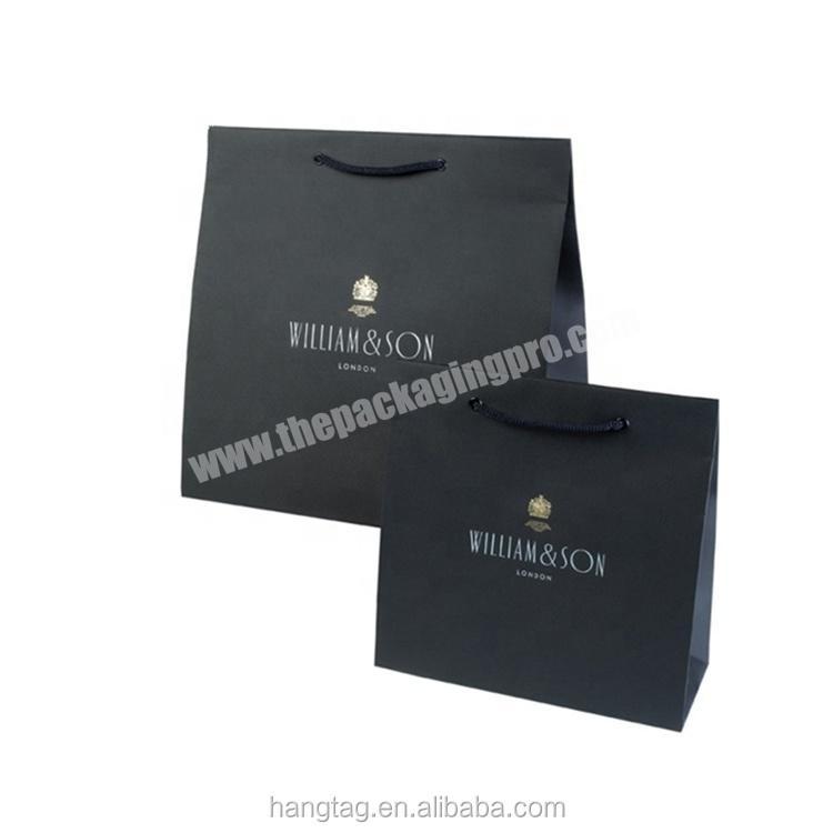 Cheap retail eco friendly embossing custom logo printed luxury cardboard black gift shopping bag paper with handle
