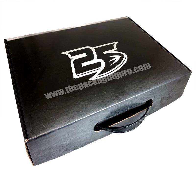 China Factory Custom E Flute Printed Corrugated Cardboard Suitcase Box with plastic handle