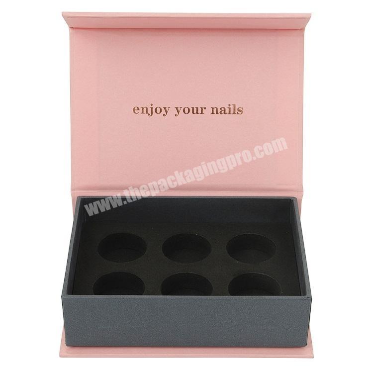 China Magnetic Nail Oil Paper Box Skin Care Box With Black EVA Insert