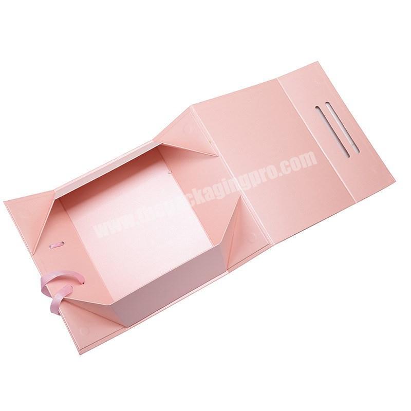 China supplier wholesale luxury rectangle foldable folding gift storage handbag packaging shoe box with ribbon handle