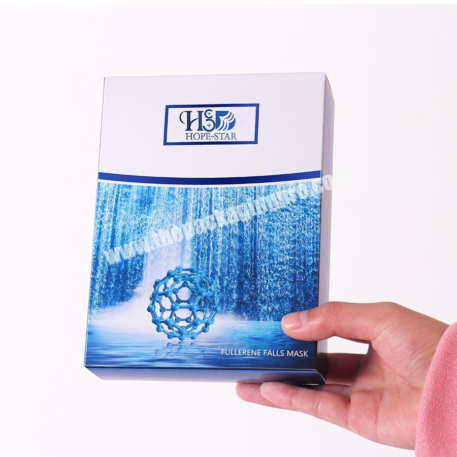 China wholesale high quality blue folding card clear facial mask packaging paper box
