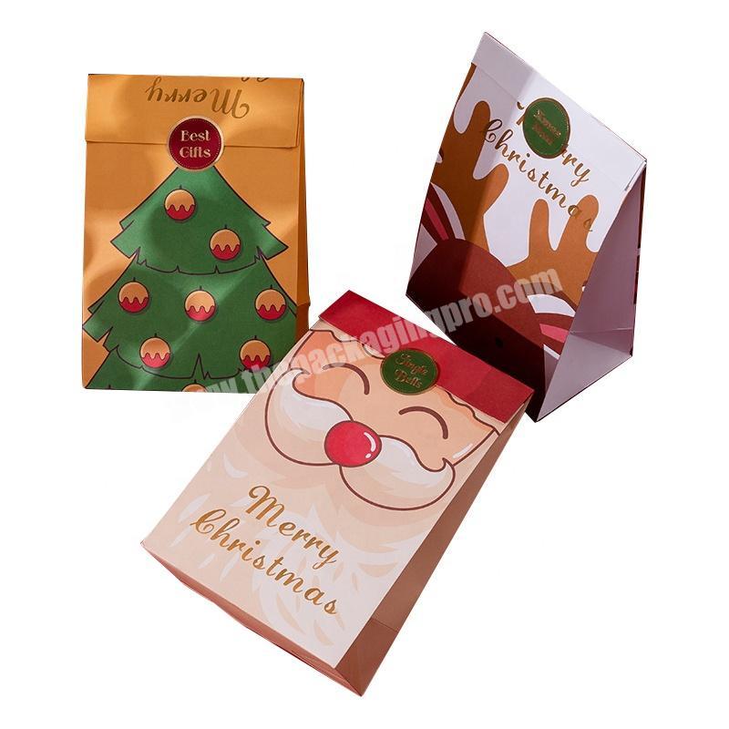 Christmas design white kraft paper packaging bag Christmas gift without handle