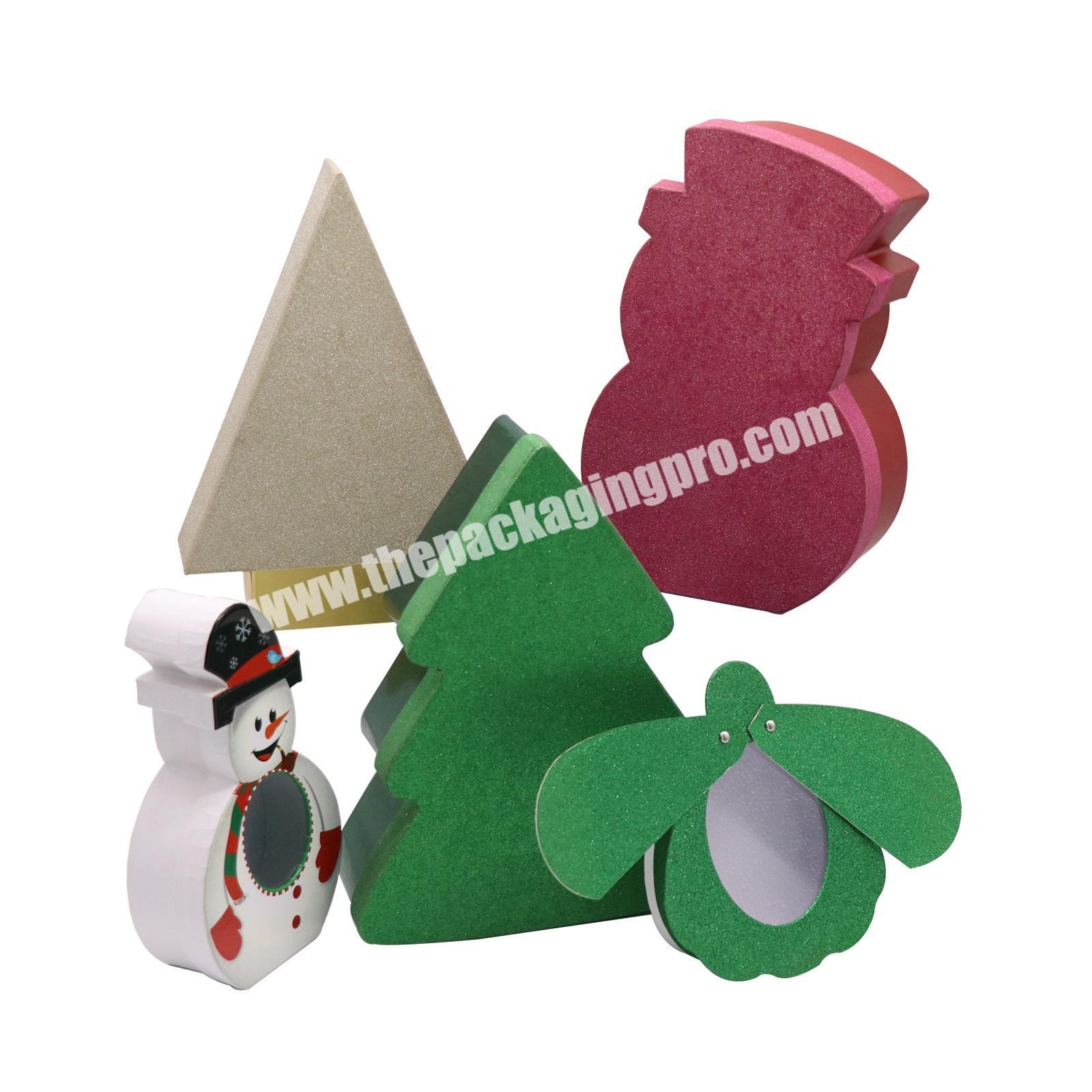 Christmas tree shaped glitter packaging box for gift packaging luxury christmas gift boxes custom packaging paper boxes
