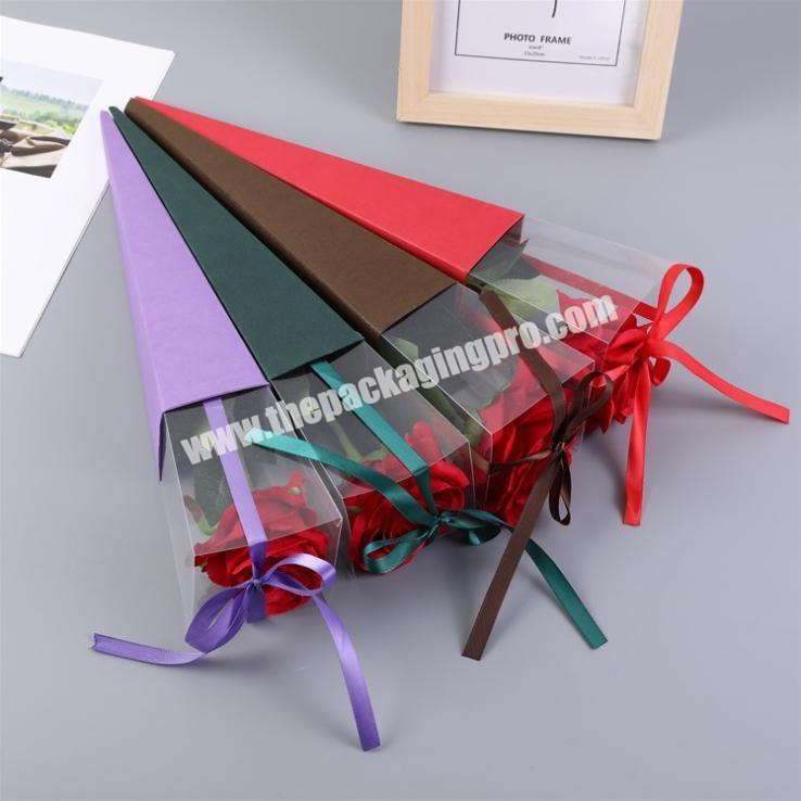Creative Wholesale Custom Logo Triangular Shaped Gift Box Preserved Flower Arrangement Boxs