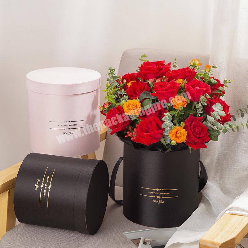 Custom Cardboard Black Printing Paper Wedding scatola Gift Luxury Round Rose Flower Box With Lid Gift Packaging