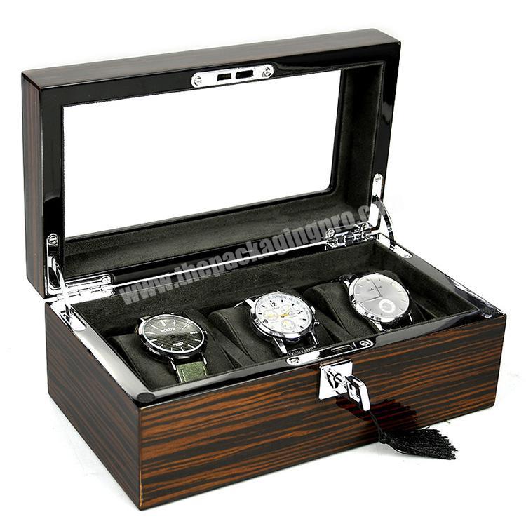 Custom Classical  Luxury Design Wooden Display Watch Packaging Gift box wood watch storage box