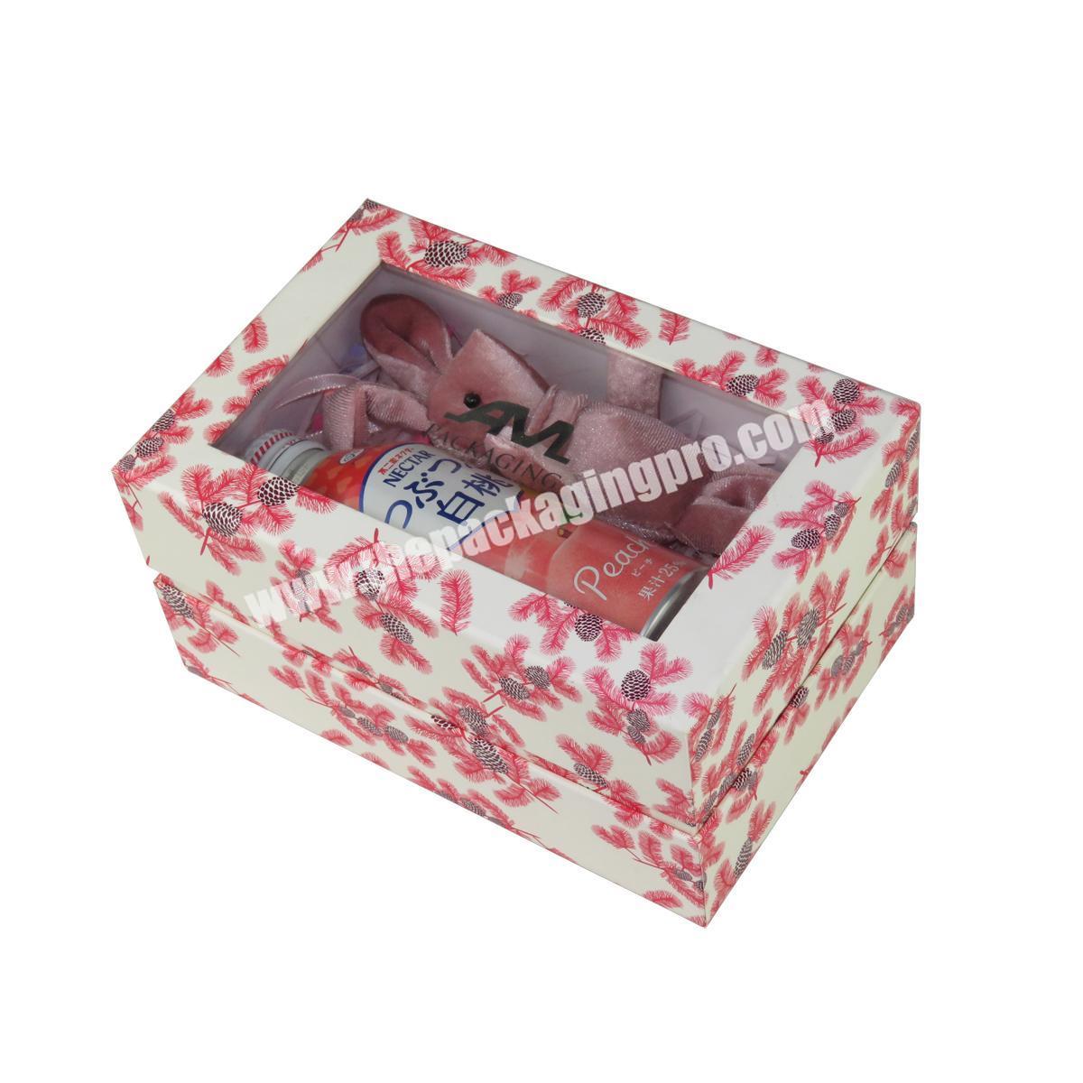 Custom Decorative Clear Window Paper Packaging Flower Pattern Birthday Gift Wedding Sweet Box