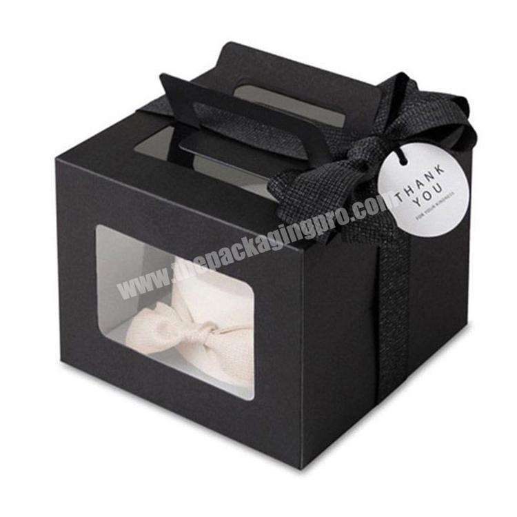 Custom Design Printed Logo Biodegradable Clear Window Corrugated Packaging Cake Box With Handle