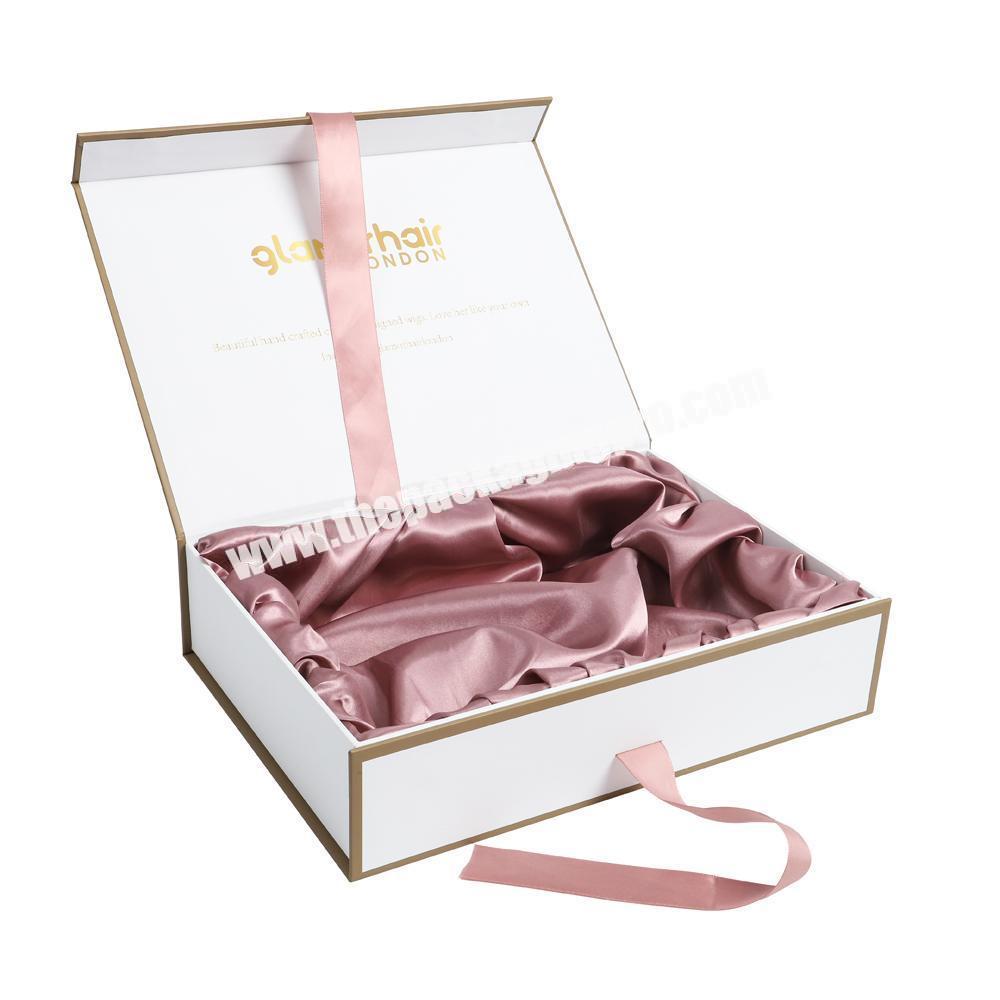 Custom Luxury Pink Satin Lined Baby Clothing Gift Paper Box Packaging  With Ribbon China OEM Factory