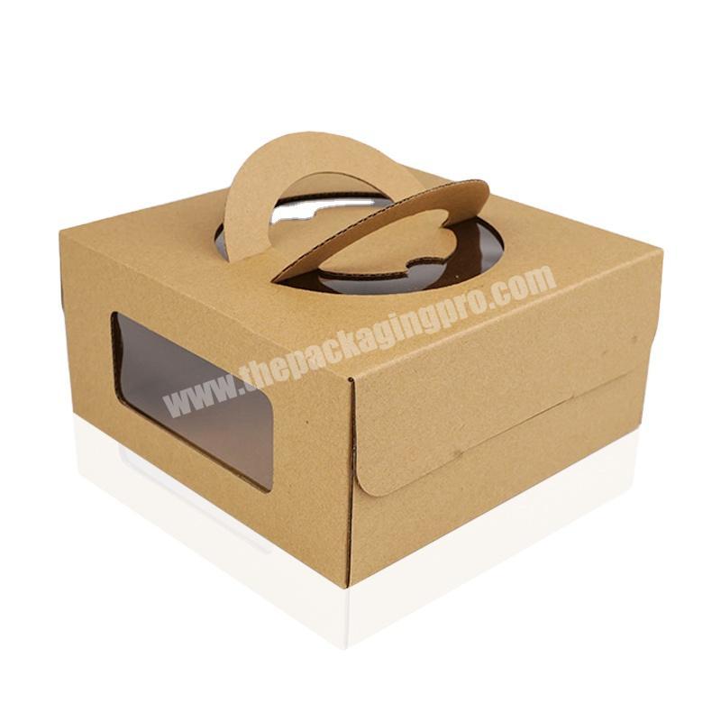 Wholesale Custom High Quality Printed Logo Biodegradable Clear Window Cake Handle Corrugated Packing Packaging Box