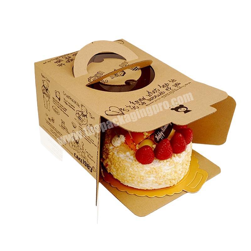 Shop Custom High Quality Printed Logo Biodegradable Clear Window Cake Handle Corrugated Packing Packaging Box
