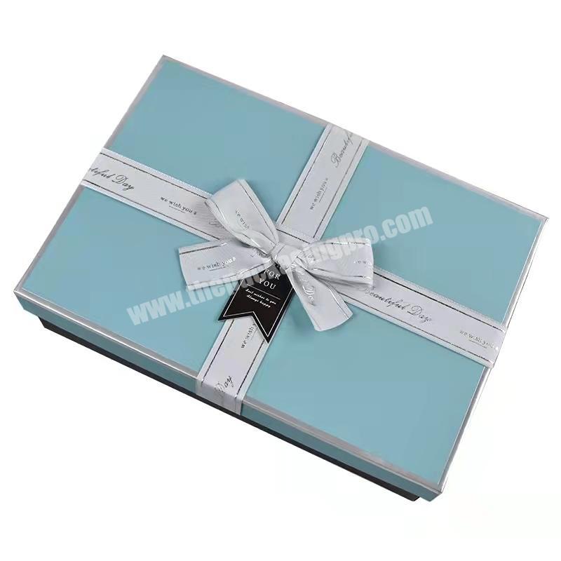 Custom Logo Blue Elegant Cardboard Gift Boxes Luxury Paper Box For Perfume Cosmetic Gifts Packaging With Ribbon