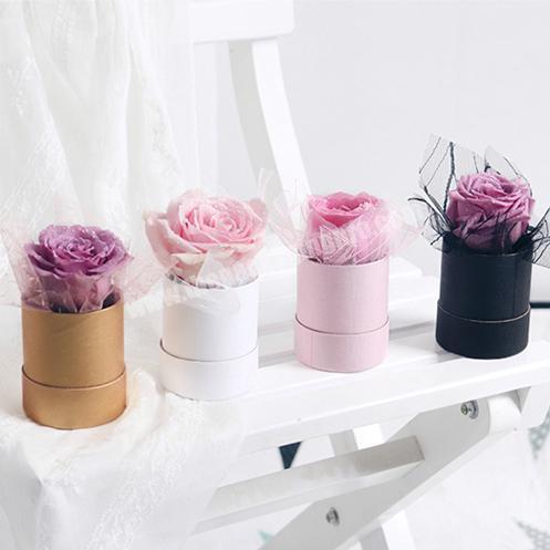 Custom Logo Mini Tin Small Colorful Round Bouquet Flowers Boxes Luxury Rose Flower Paper Packaging Box