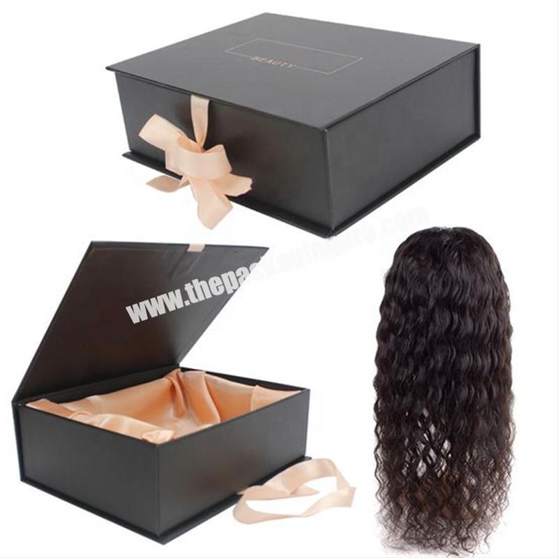 high quality Custom Hair Bundles Packaging Boxes Extension pink Bags With product package Gift Box With Ribbon Closure For Wig