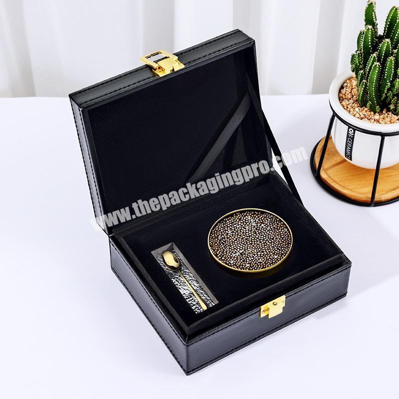 Custom Luxury Caviar Gift Packaging Black Display Box Can Put Ice Gel