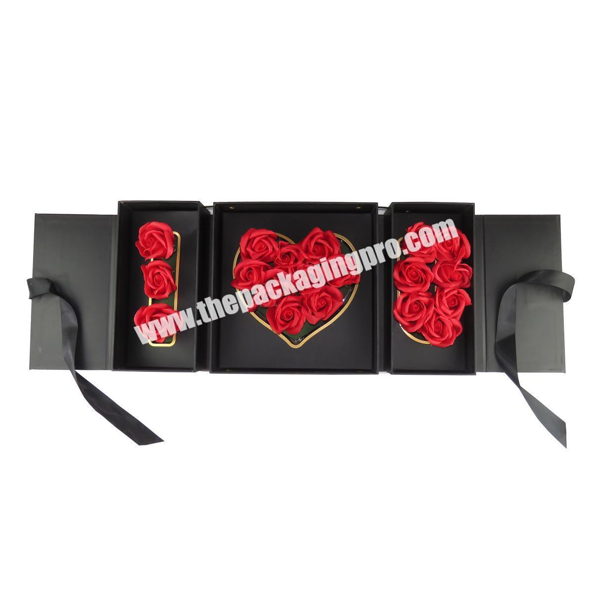 Custom Luxury Gift Packing Valentine Day I Love You Flower Heart Shaped Rose Boxes